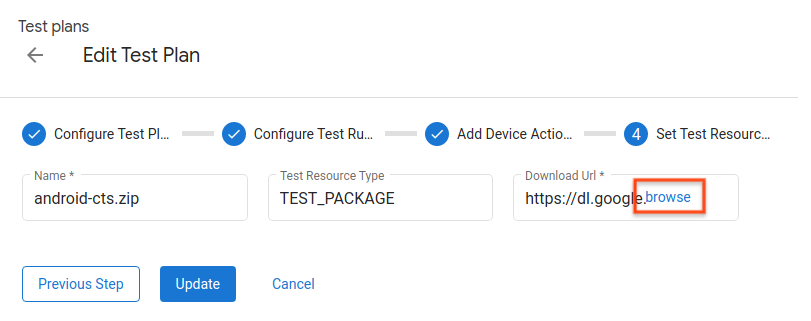 Definir recursos de teste