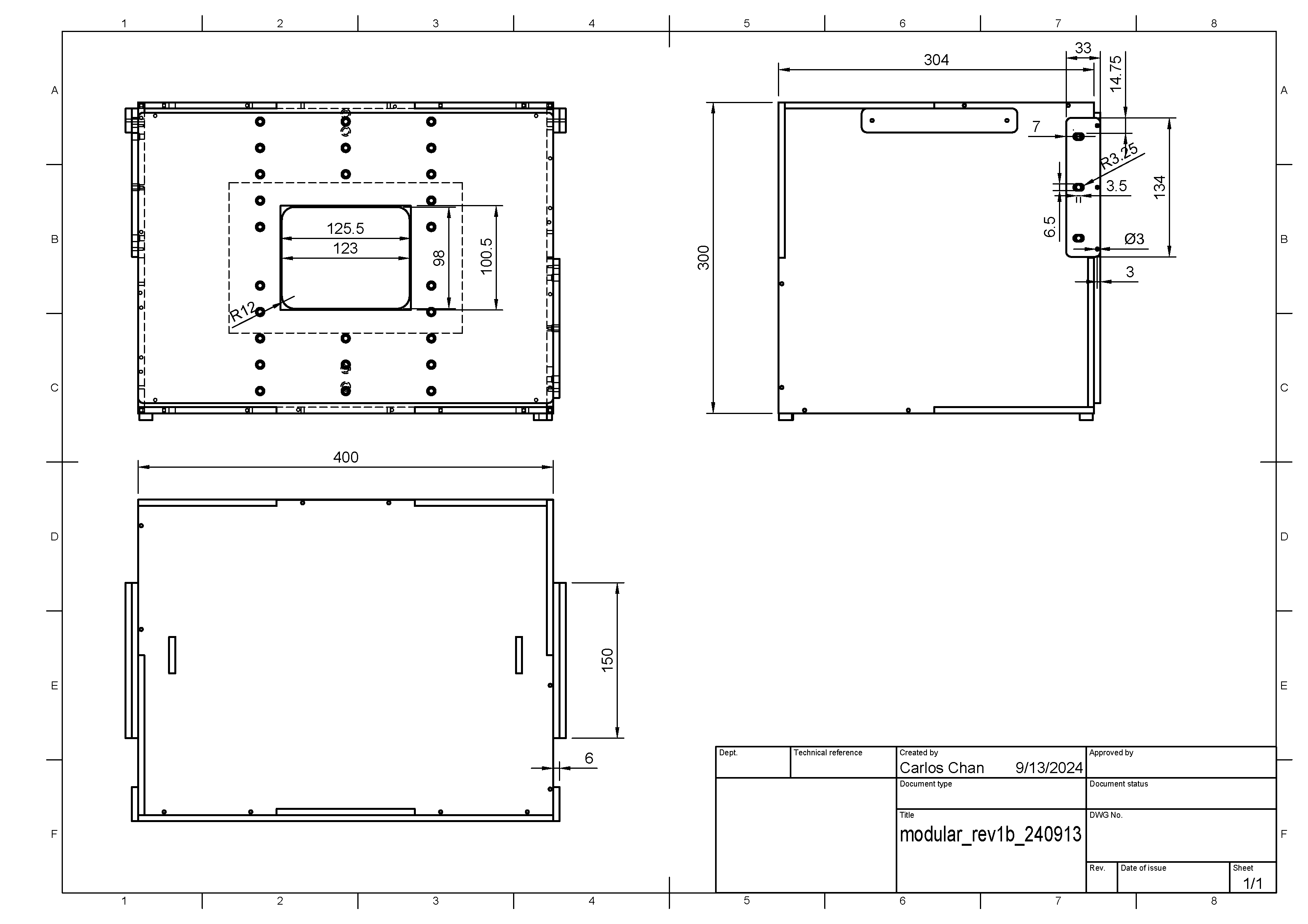 Mechanische Zeichnung für ITS-in-a-Box