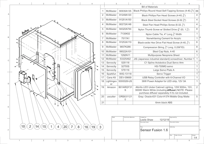 Dessin CAO des composants du Sensor Fusion Box