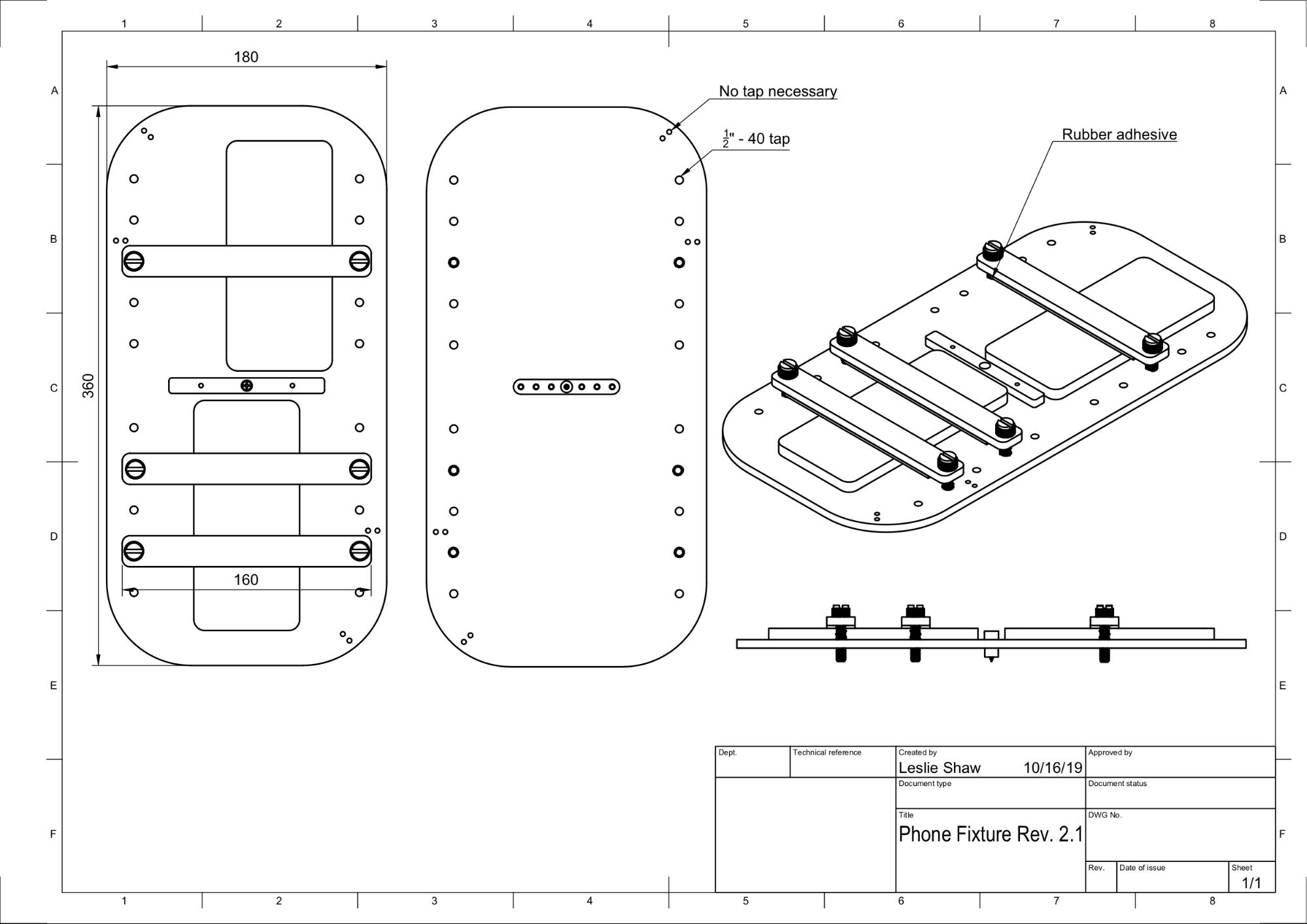 Disegno CAD del supporto dello smartphone