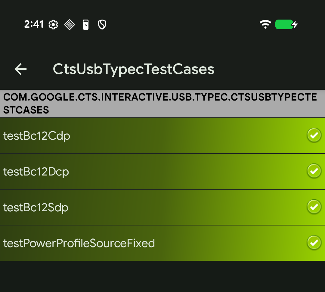 Bộ CtsUsbTypecTestCases trong ứng dụng USB CTS-V phía máy chủ lưu trữ