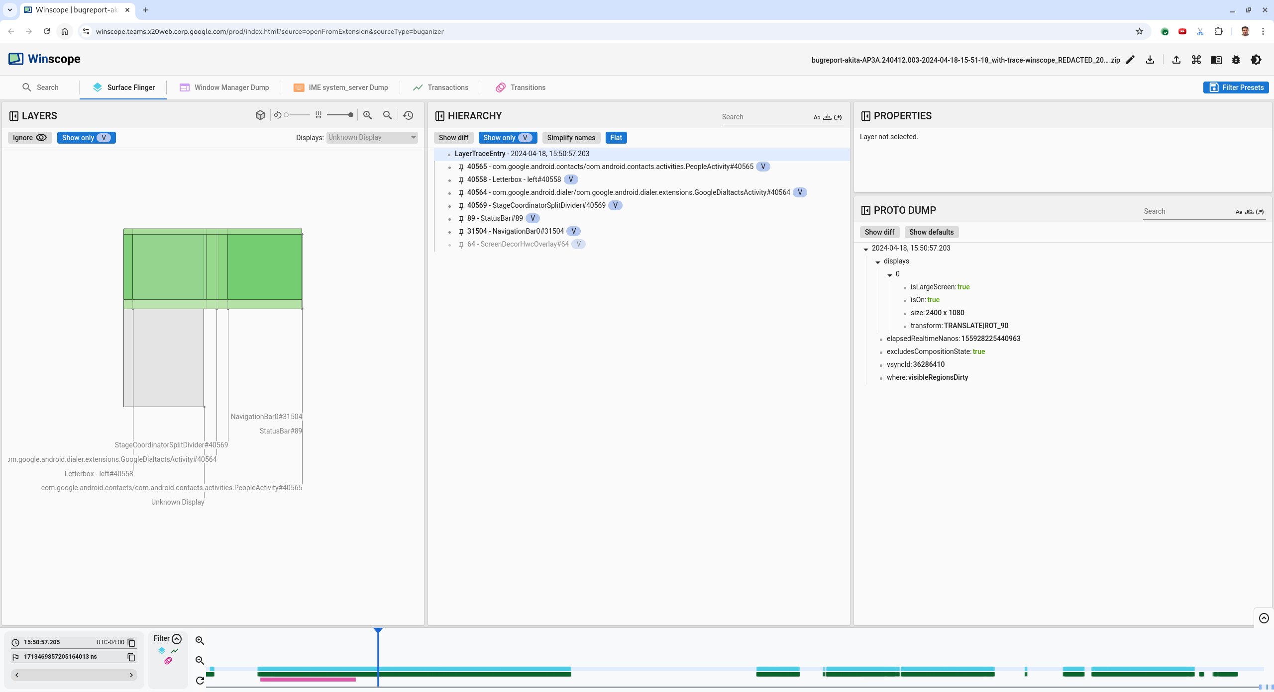 Tela antes da oscilação