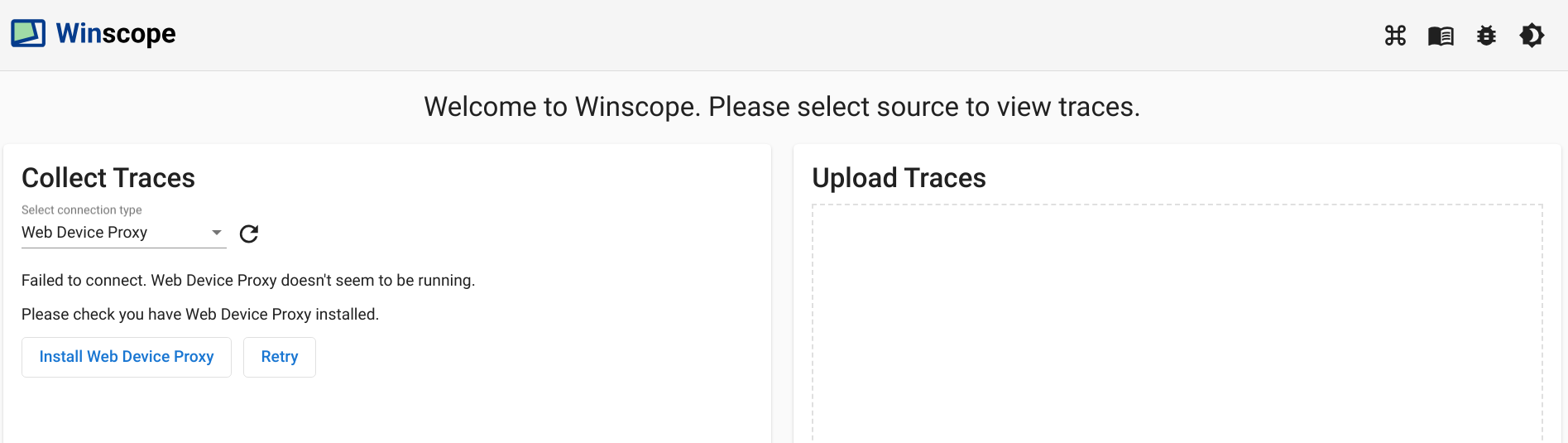 Capture traces using Web Device Proxy