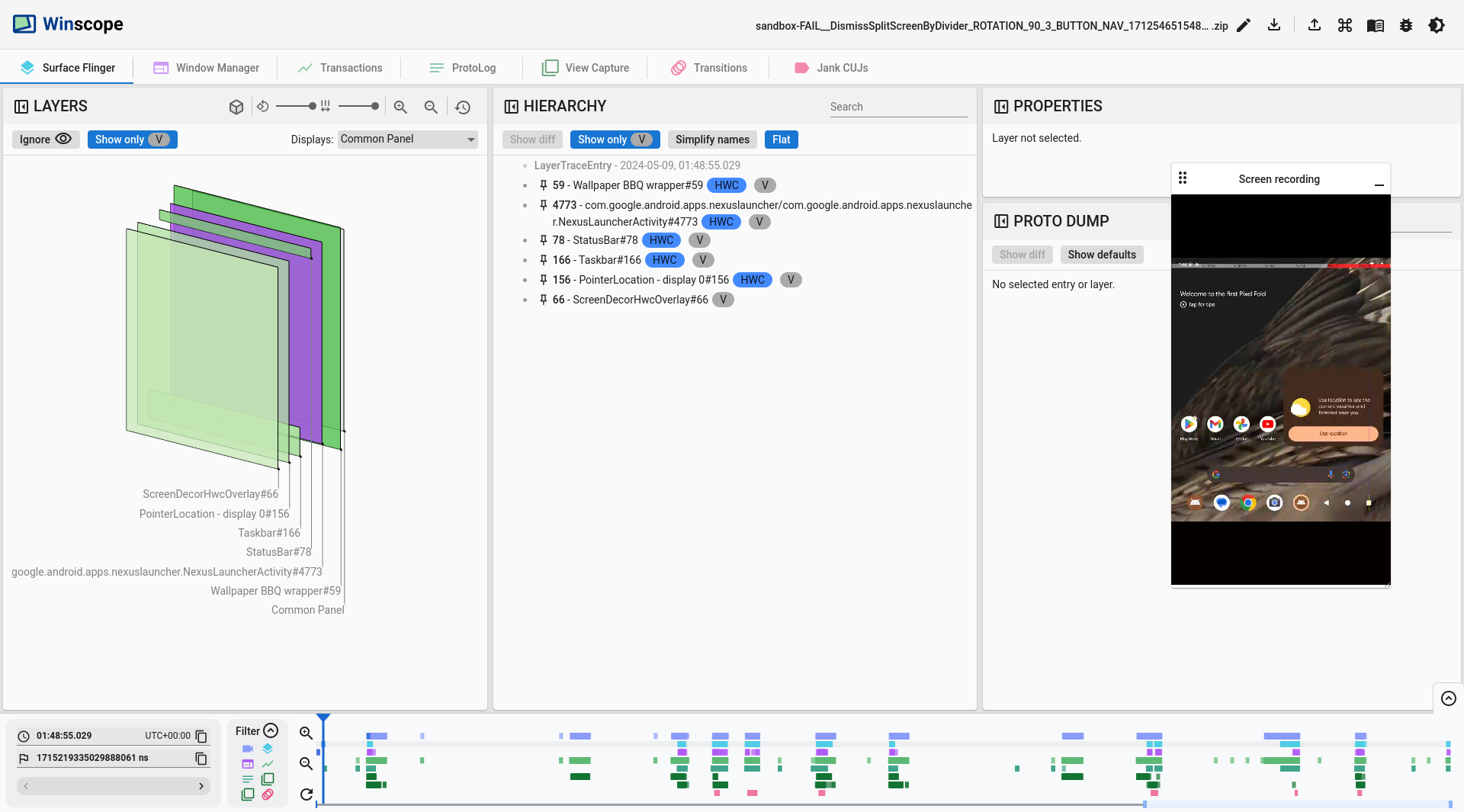 Visualizar rastros no Winscope
