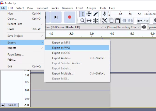 Exportar desde Audacity