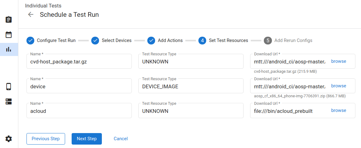 Virtual Device Test Resources